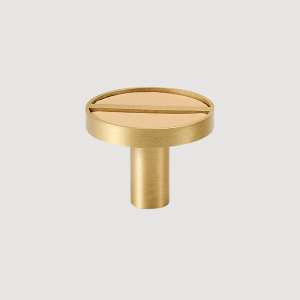 Knopf 1076 | Messing + Leder | Beige