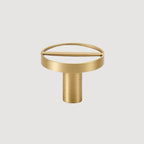 Knop 1076 | Messing + Leer | Wit