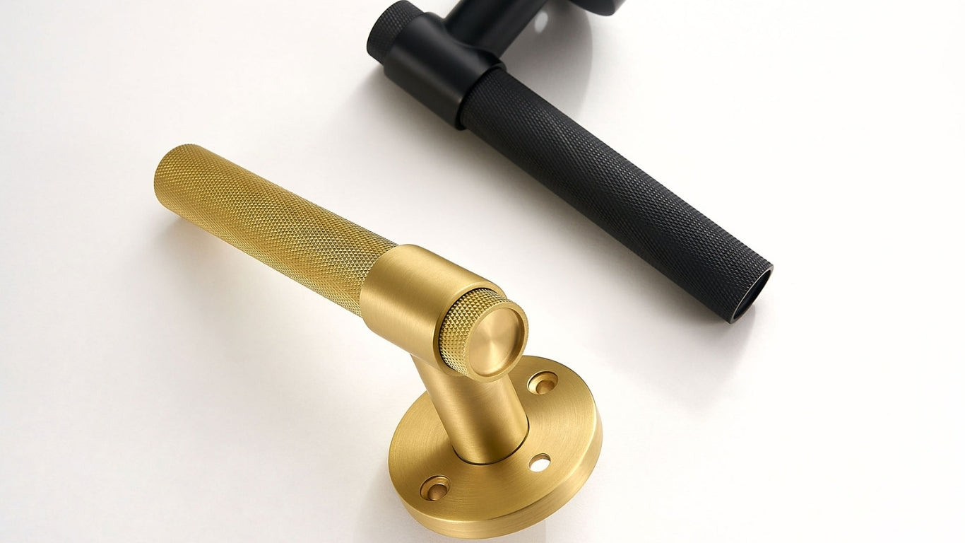 Door handle 308A-247 | Knurled | Brass