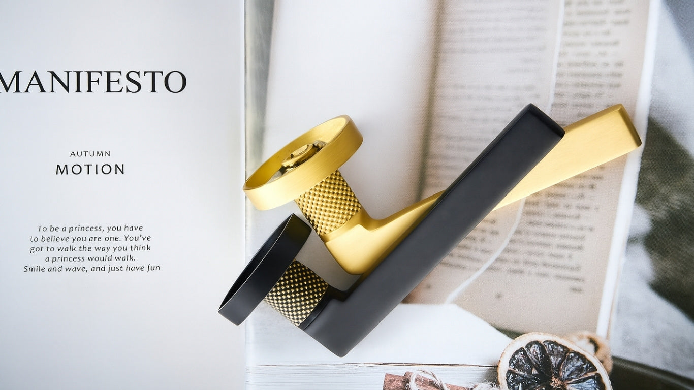 Dörrhandtag 308A-213 | Svart + Mässing