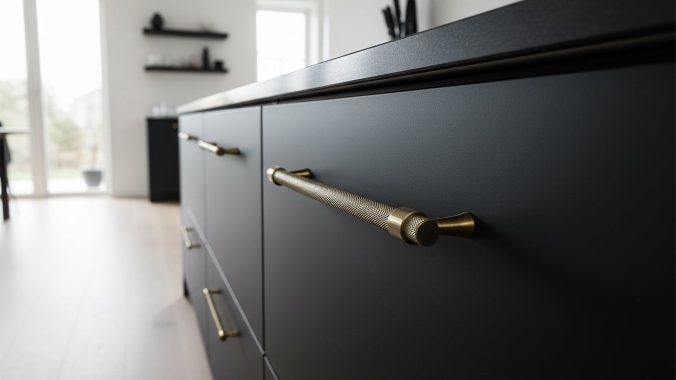 Griff CH016 | Gerändelt | Antik Messing